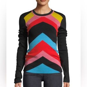 FLASH SALE Diane Von Furstenberg Rainbow Chevron-Stripe Crewneck Sweater